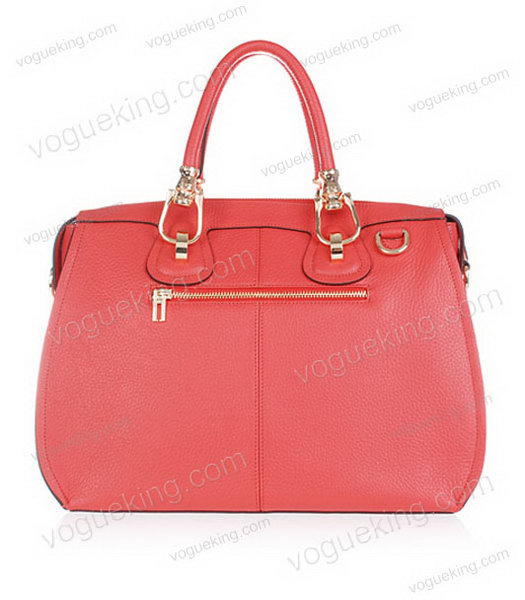 Hermes Medium Double-duty Watermelon Red Togo Leather Bag Golden Metal-2