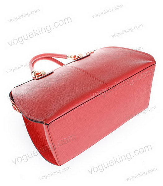 Hermes Medium Double-duty Watermelon Red Togo Leather Bag Golden Metal-3