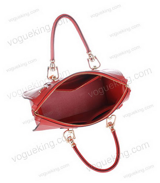 Hermes Medium Double-duty Watermelon Red Togo Leather Bag Golden Metal-4
