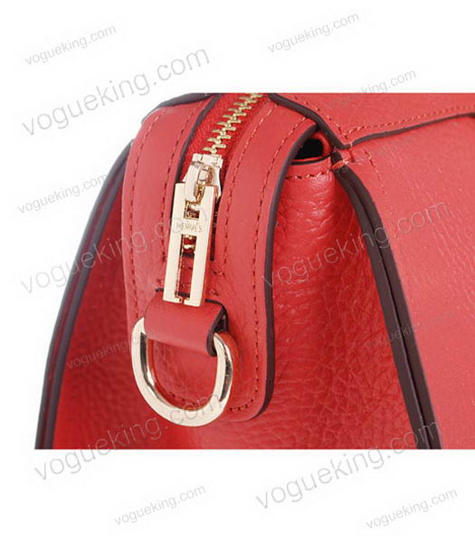Hermes Medium Double-duty Watermelon Red Togo Leather Bag Golden Metal-5