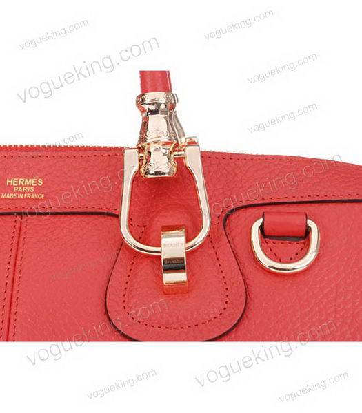 Hermes Medium Double-duty Watermelon Red Togo Leather Bag Golden Metal-6