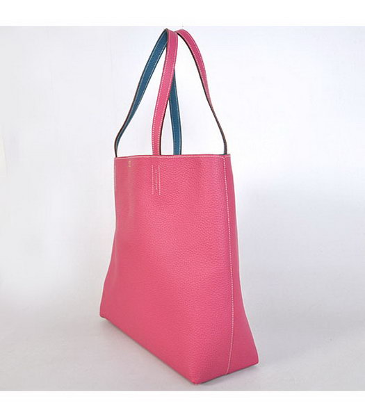 Hermes Medium Shopping Two-sided Bag FuchsiaBlue Togo Leather-2