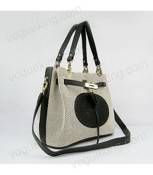 Hermes Mini So Kelly Bag Fabric with Black Togo Leather Golden Metal-3