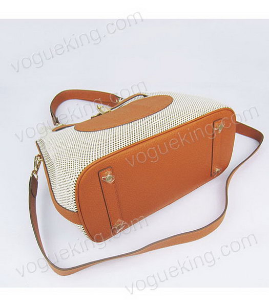Hermes Mini So Kelly Bag Fabric with Orange Togo Leather Golden Metal-3