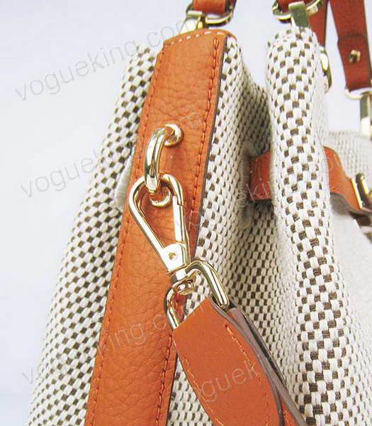 Hermes Mini So Kelly Bag Fabric with Orange Togo Leather Golden Metal-5