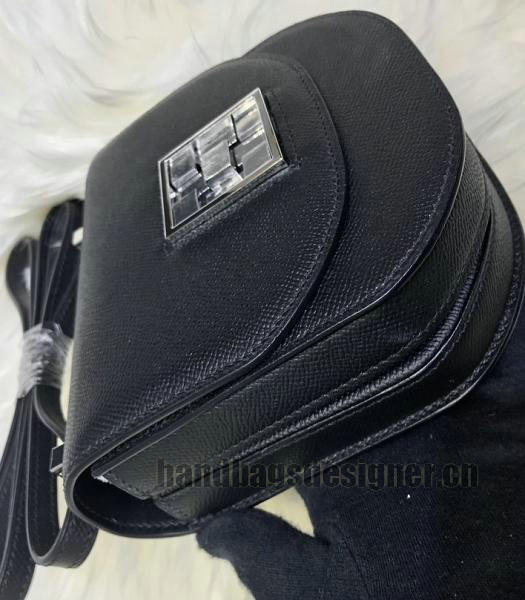 Hermes Mosaique Black Imported Leather Golden Metal Shoulder Bag-5