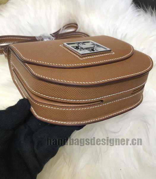 Hermes Mosaique Brown Imported Leather Golden Metal Shoulder Bag-5