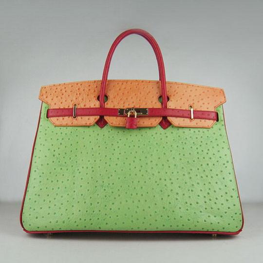 Hermes Ostrich Briefcase - Orange&Green