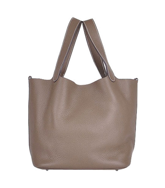 Hermes Picotin Lock PM Basket Bag With Dark Grey Leather