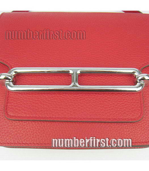 Hermes Red Togo Leather Small Messenger Bag with Silver-6