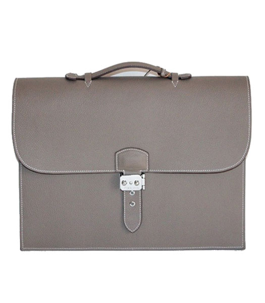 Hermes Sac A Depeche Bovine Jugular Veins Briefcase in Grey