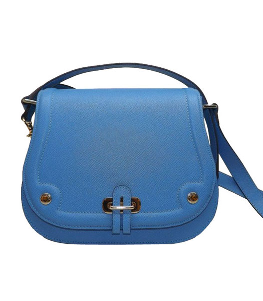 Hermes Saffiano Leather Middle Blue Shoulder Bag