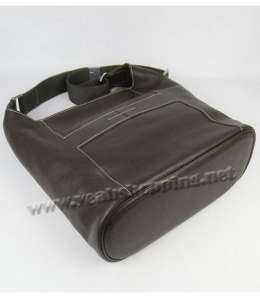 Hermes Shoulder Bag Dark Coffee Leather Silver Metal-3