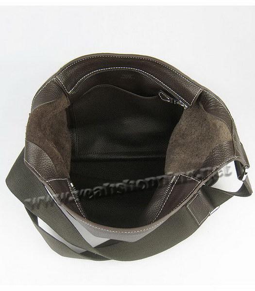 Hermes Shoulder Bag Dark Coffee Leather Silver Metal-6