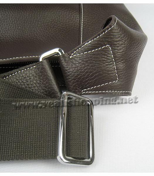 Hermes Shoulder Bag Dark Coffee Leather Silver Metal-7