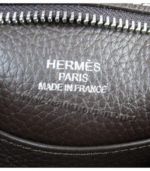Hermes Shoulder Bag Dark Coffee Leather Silver Metal-9