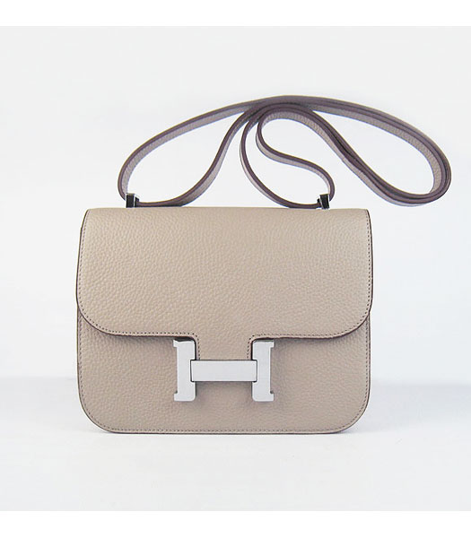 Hermes Silver Lock Messenger Bag Grey