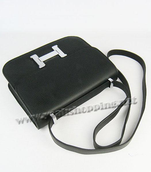 Hermes Silver Lock Messenger Bag in Black-3