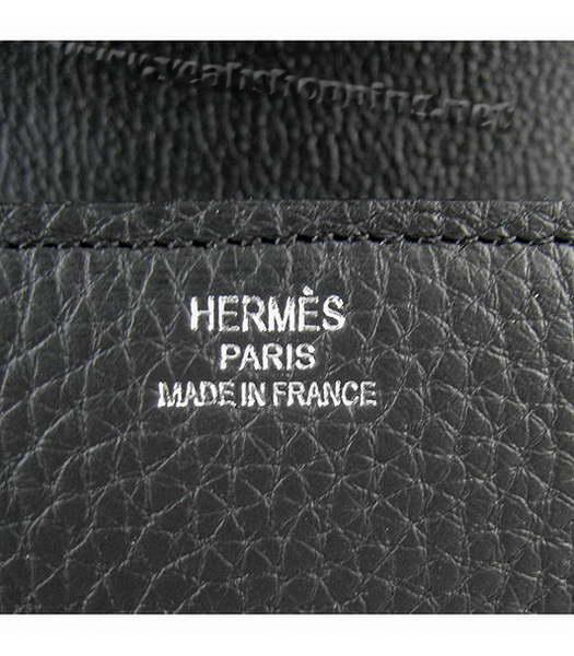 Hermes Silver Lock Messenger Bag in Black-8