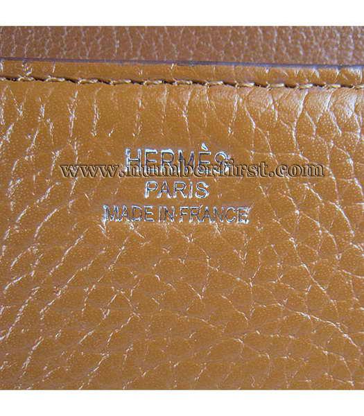 Hermes Silver Lock Messenger Bag Light Coffee-7