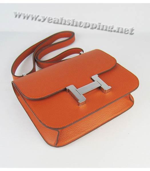 Hermes Silver Lock Messenger Bag Orange-3