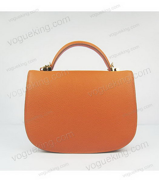 Hermes Single Handles Messenger Bag Orange Calfskin Leather With Golden Metal-2