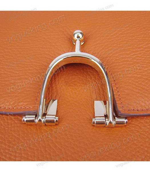 Hermes Single Handles Messenger Bag Orange Calfskin Leather With Golden Metal-5