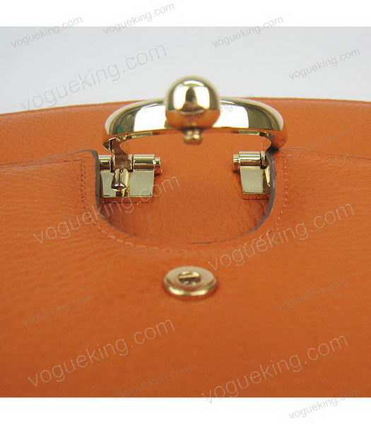 Hermes Single Handles Messenger Bag Orange Calfskin Leather With Golden Metal-6