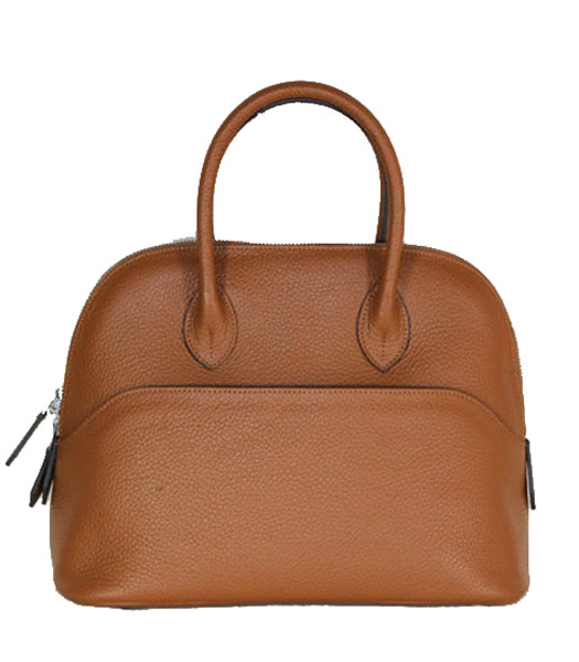 Hermes Small Bolide Togo Leather Tote Bag in Light Coffee