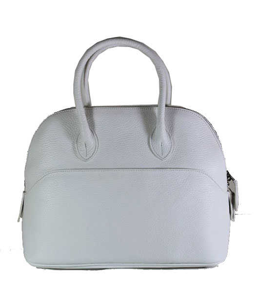 Hermes Small Bolide Togo Leather Tote Bag in White