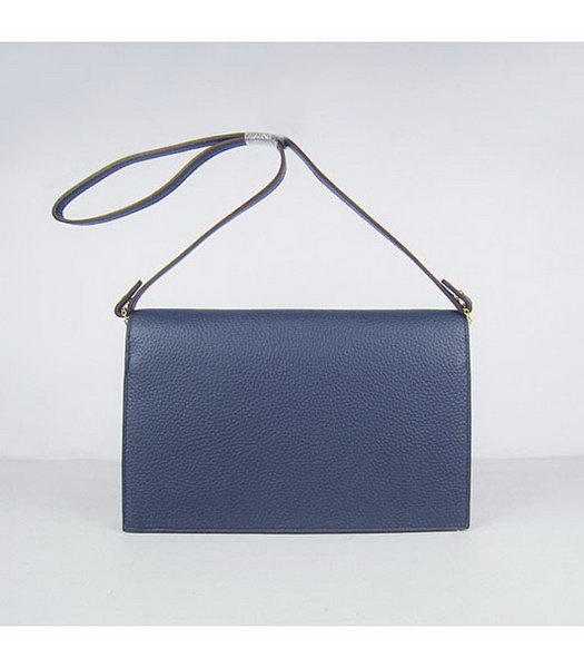 Hermes Small Envelope Message Bag Dark Blue Leather with Gold Hardware-2