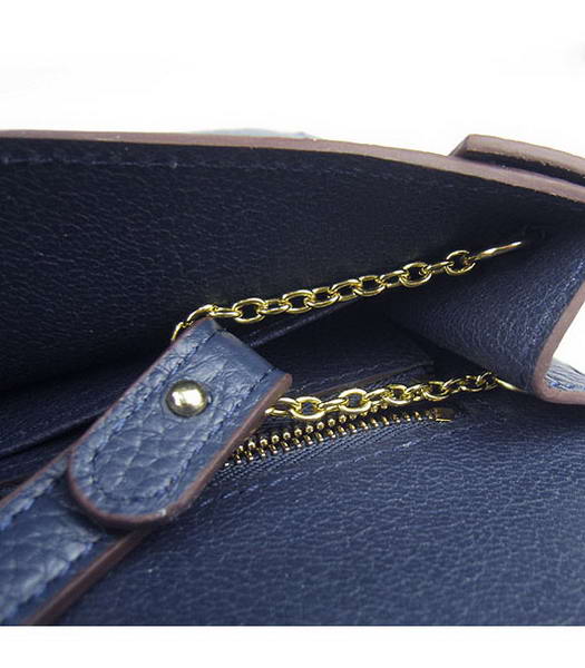 Hermes Small Envelope Message Bag Dark Blue Leather with Gold Hardware-6