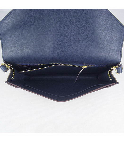 Hermes Small Envelope Message Bag Dark Blue Leather with Gold Hardware-7