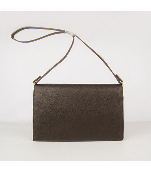 Hermes Small Envelope Message Bag Dark Coffee Leather with Gold Hardware-2