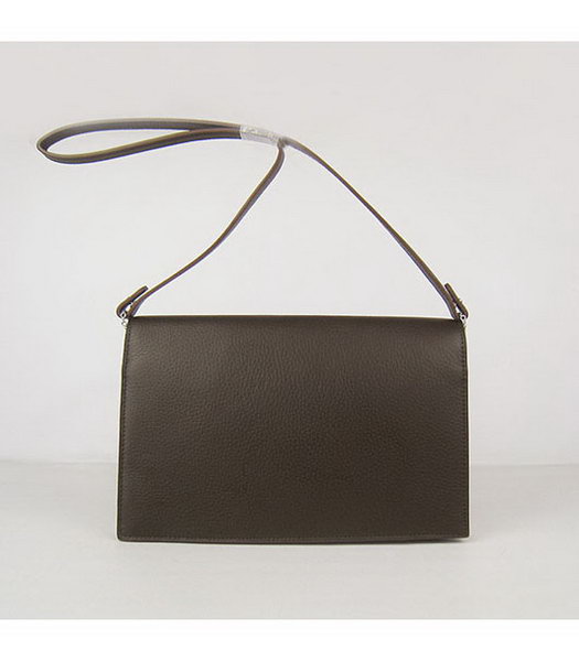 Hermes Small Envelope Message Bag Dark Coffee Leather with Silver Hardware-1