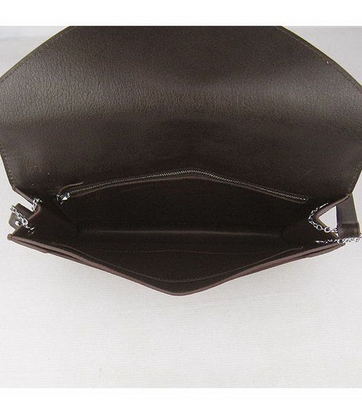 Hermes Small Envelope Message Bag Dark Coffee Leather with Silver Hardware-6