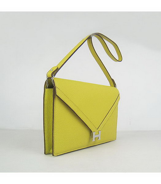 Hermes Small Envelope Message Bag Lemon Yellow Leather with Silver Hardware-1