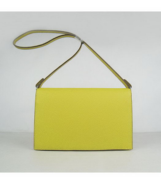 Hermes Small Envelope Message Bag Lemon Yellow Leather with Silver Hardware-2