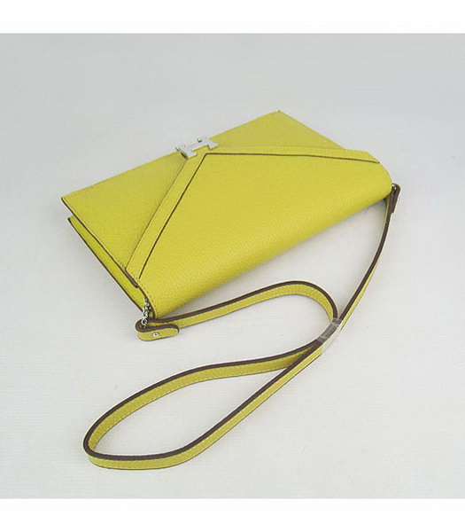 Hermes Small Envelope Message Bag Lemon Yellow Leather with Silver Hardware-3