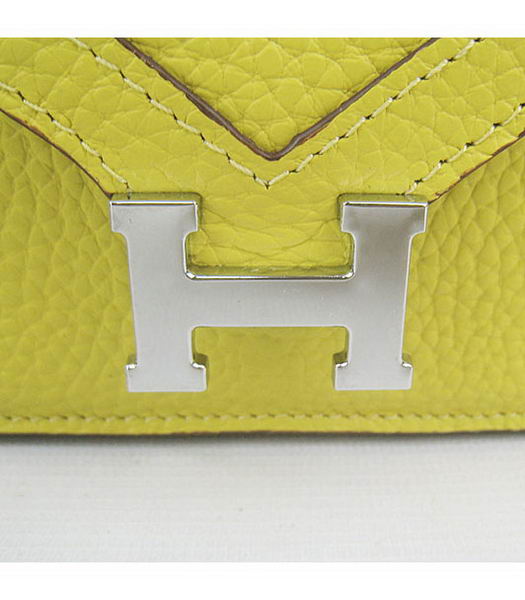 Hermes Small Envelope Message Bag Lemon Yellow Leather with Silver Hardware-4