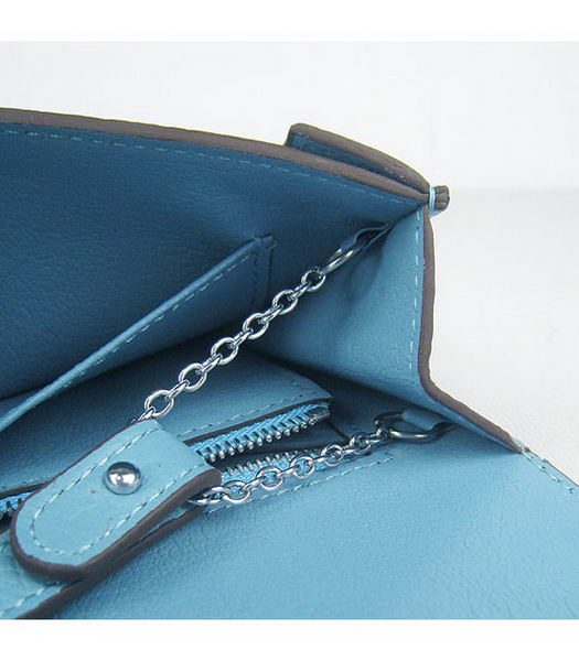 Hermes Small Envelope Message Bag Light Blue Leather with Silver Hardware-6