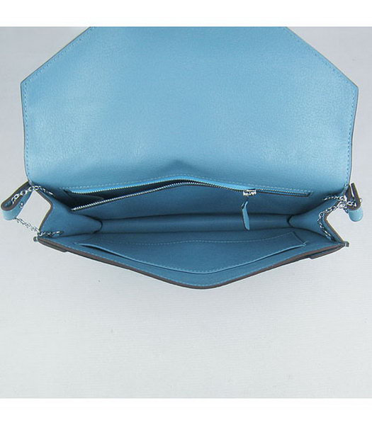 Hermes Small Envelope Message Bag Light Blue Leather with Silver Hardware-7