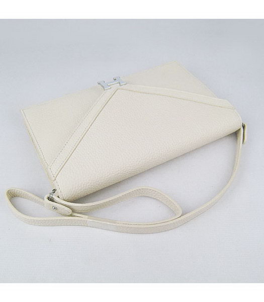 Hermes Small Envelope Message Bag Offwhite Leather with Silver Hardware-3