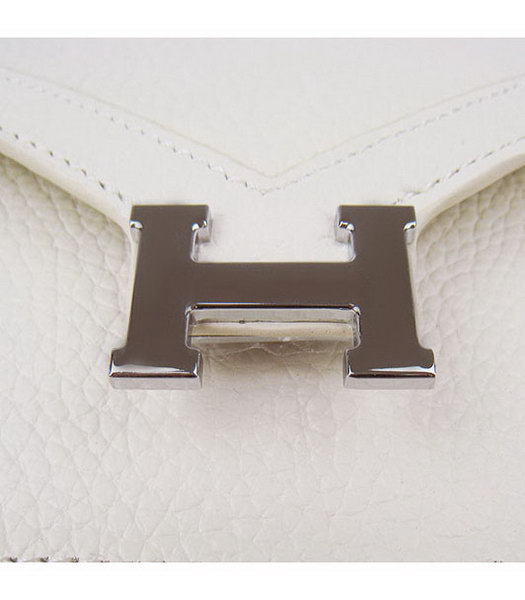 Hermes Small Envelope Message Bag Offwhite Leather with Silver Hardware-4