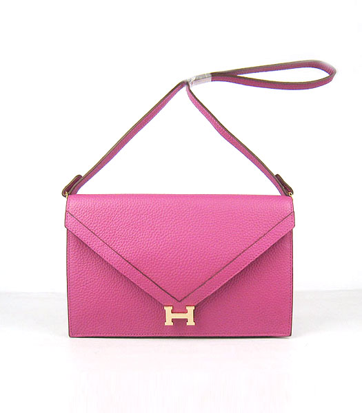 Hermes Small Envelope Message Bag Peach Leather with Gold Hardware