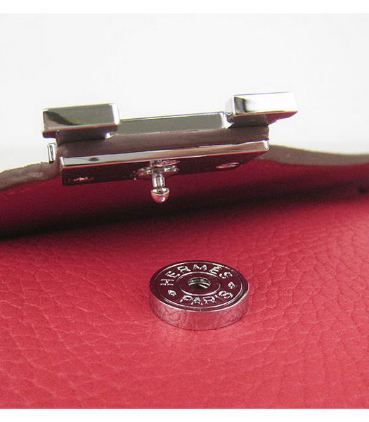 Hermes Small Envelope Message Bag Red Leather with Silver Hardware-5