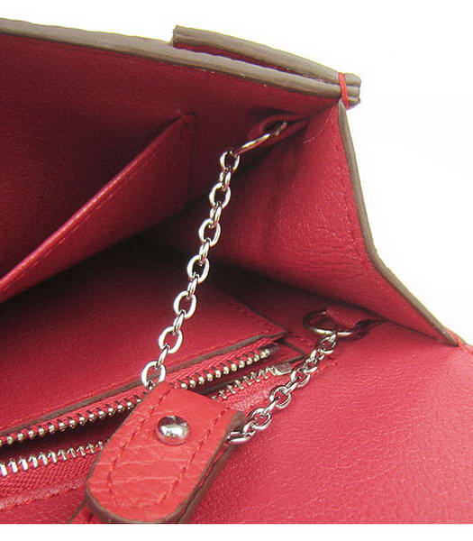 Hermes Small Envelope Message Bag Red Leather with Silver Hardware-6