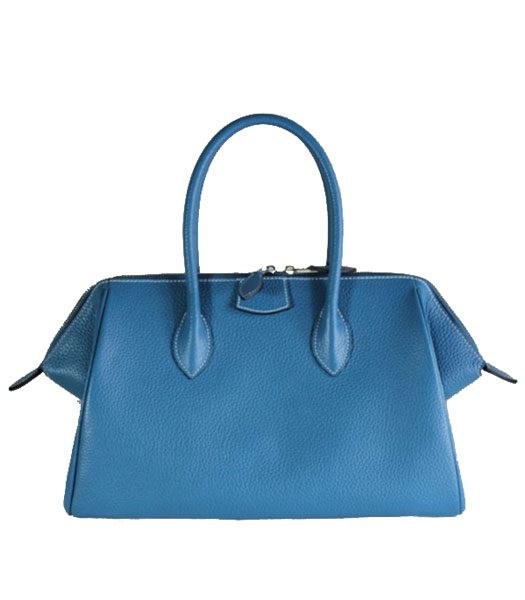 Hermes Small Paris Bombay Calf Leather Tote Bag in Blue