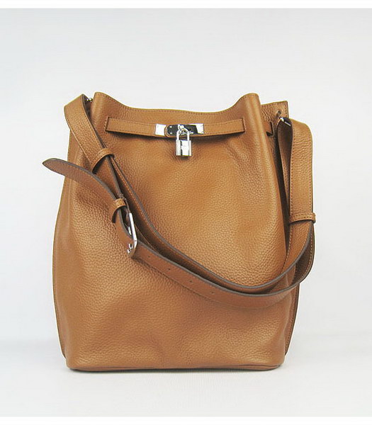 Hermes So Kelly Bag Light Coffee Togo Leather Silver Metal