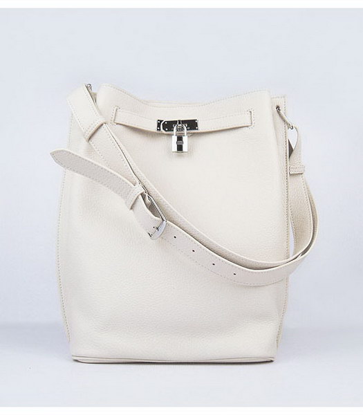 Hermes So Kelly Bag Offwhite Togo Leather Silver Metal